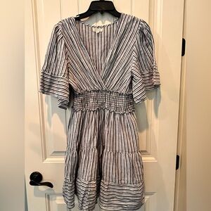 Max Studio XL Dress Black White Stripe Summer Beach Resort Vacay LW Breezy Flowy